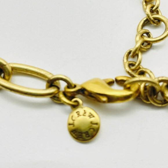 JCREW Floral Panel Necklace Gold Tone Rhinestone Petals Flower Nature Botanical - Picture 5 of 8